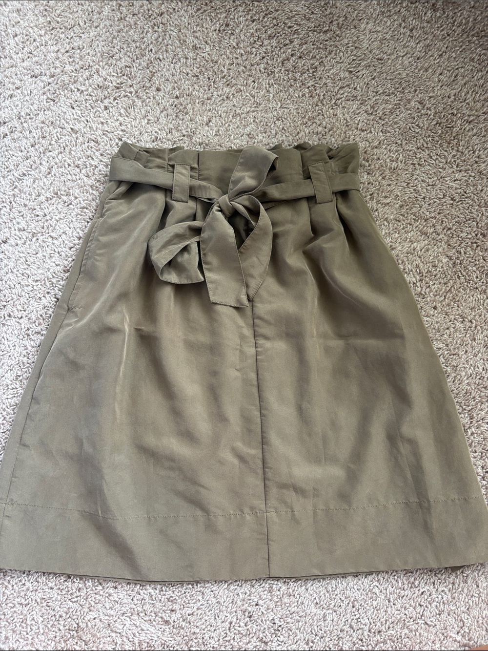 a new day Olive A-Line Paperbag Waist Skirt with Tie